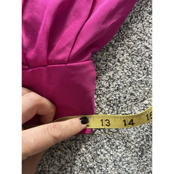 Banana Republic Factory Cropped Wrap Blouse Size 6 Dragon Fruit Pink LongSleeve - Picture 9 of 11